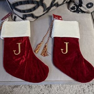 2 "J" Monogram Christmas Stockings